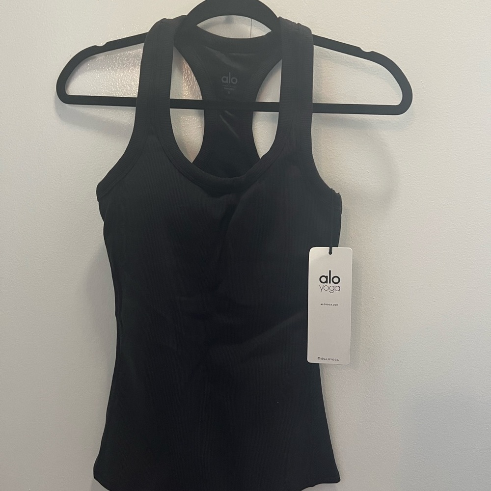 Alo Yoga black rib support tank. New with tags. Size S.